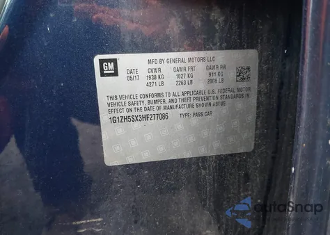 2017 Chevrolet Malibu Premier from USA, damaged, VIN 1G1ZH5SX3HF277086